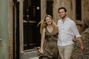 Couple walking in old town Palma - photo by Mallorca Photographer Romany Flower