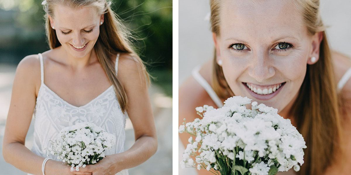 outdoor wedding in mallorca - bridal portrait with bouquet