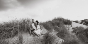 Couple during photo shoot in Cala mesquida - photographed by Romany Flower - photographer in Cala Ratjada