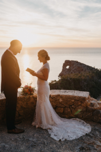 Spain elopement photographer: Bride and groom at outdoor ceremony