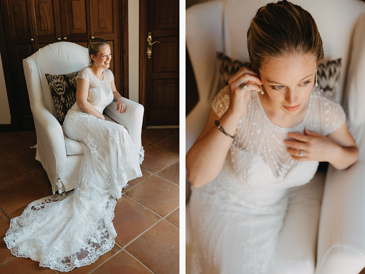 Elopement photography in Spain: bridal portraits after getting ready in Mallorca